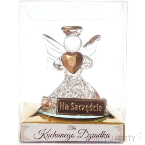 aniolek szklany na szczescie dla dziadka giftmania