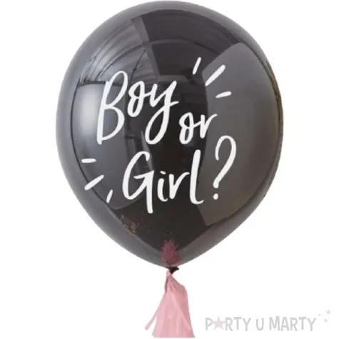 balon boy or girl czarno rozowy partypal 36