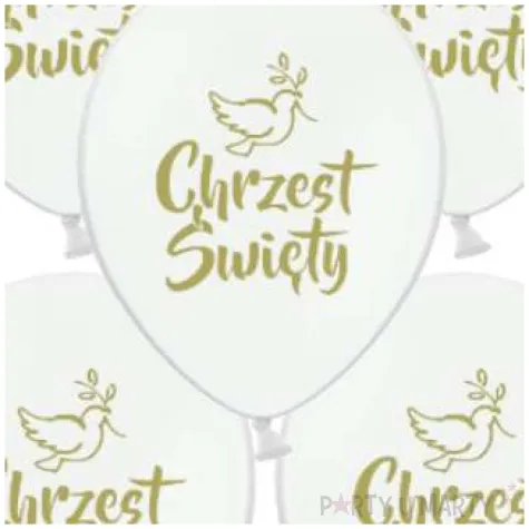 balon chrzest swiety zloty bialy adikbal 12 5 szt