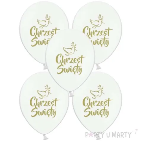 balon chrzest swiety zloty bialy adikbal 12 5 szt