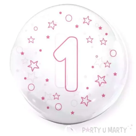 balon cyfra 1 rozowa transparentny tuban 18 orb