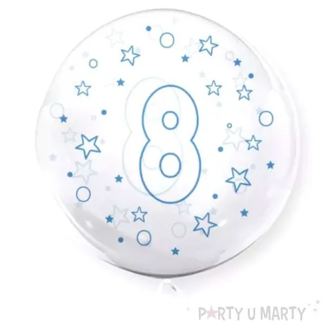 balon cyfra 8 niebieska transparentny tuban 18 orb