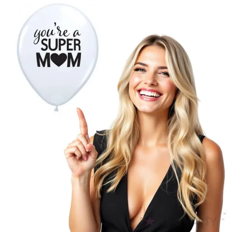 balon dzien matki youre super mom bialy qualatex 11 25 szt