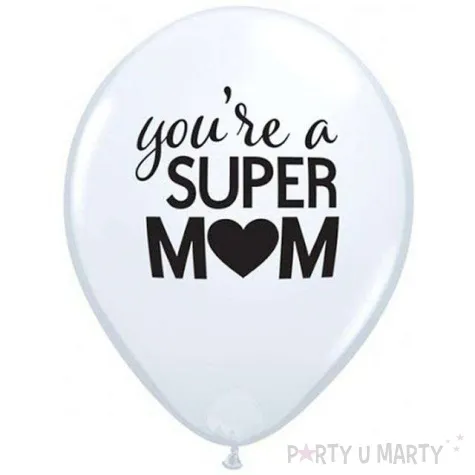 balon dzien matki youre super mom bialy qualatex 11 25 szt