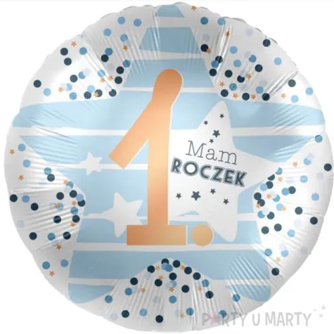 balon foliowy 1 mam roczek bialo niebieski amscan 17 rnd