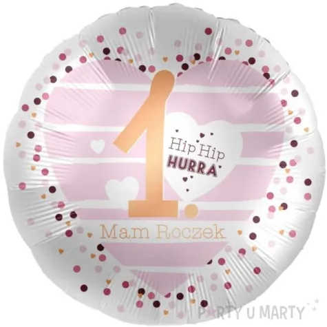 balon foliowy 1 mam roczek bialo rozowy amscan 17 rnd