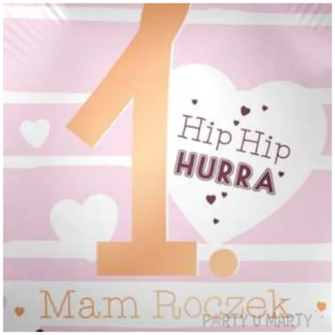 balon foliowy 1 mam roczek bialo rozowy premioloon 17 rnd