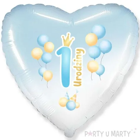 balon foliowy 1 urodziny baloniki blekitno bialy gradient 18 hrt