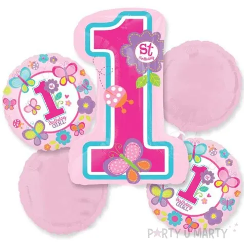 balon foliowy 1 urodziny dziewczynki amscan zestaw