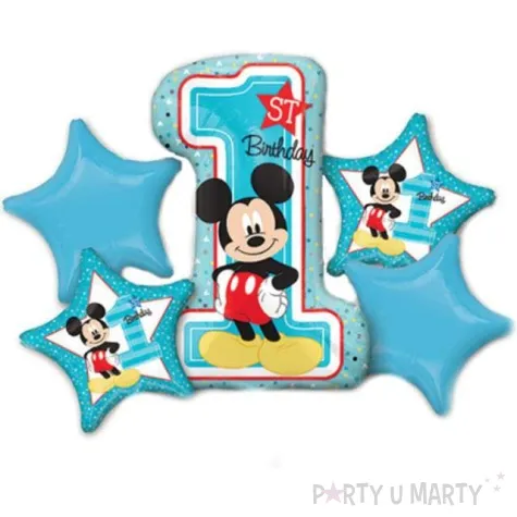balon foliowy 1 urodziny myszka mickey amscan zestaw
