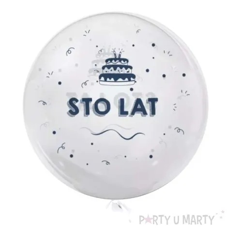 balon foliowy 100 lat granatowe przezroczysty tuban 18 orb