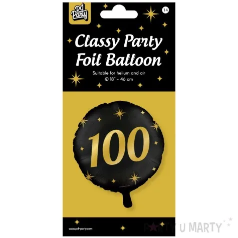 balon foliowy 100 urodziny classy party zloto czarny pd party 18 rnd