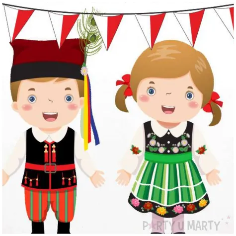 balon foliowy 11 listopada dzieci w stroju krakowskim bialy 18 rnd