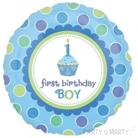 balon foliowy 18 happy 1st birthday blekitny