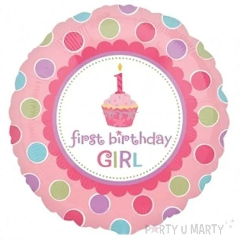 balon foliowy 18 happy 1st birthday rozowy