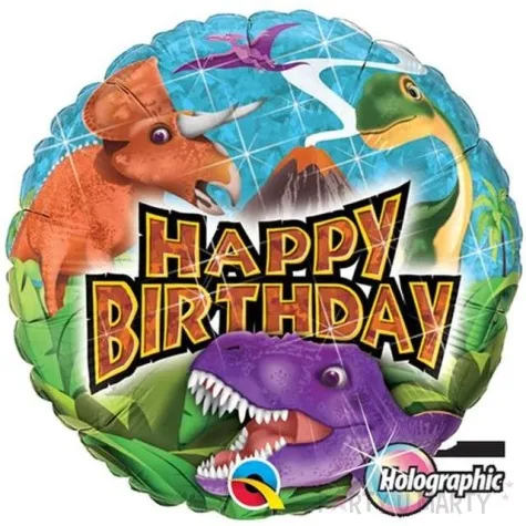 balon foliowy 18 happy birthday dinozaury