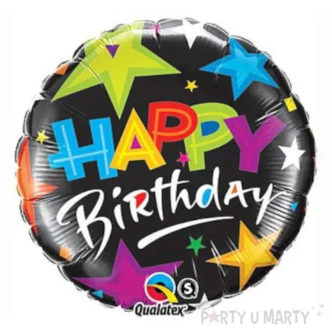 balon foliowy 18 happy birthday i gwiazdy
