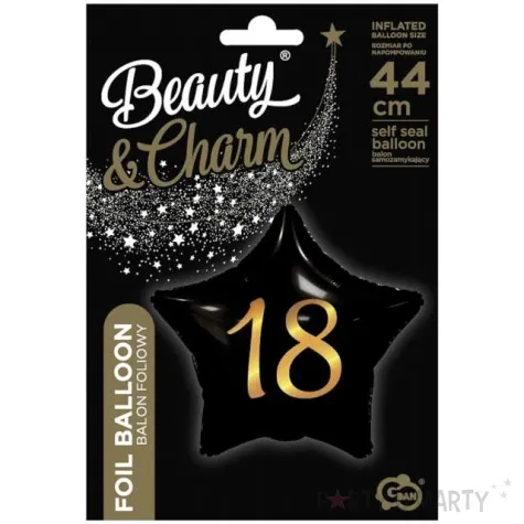 balon foliowy 18 urodziny beauty and charm czarny godan 19 str