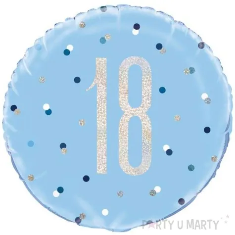 balon foliowy 18 urodziny glitz grochy niebieski unique 18 rnd