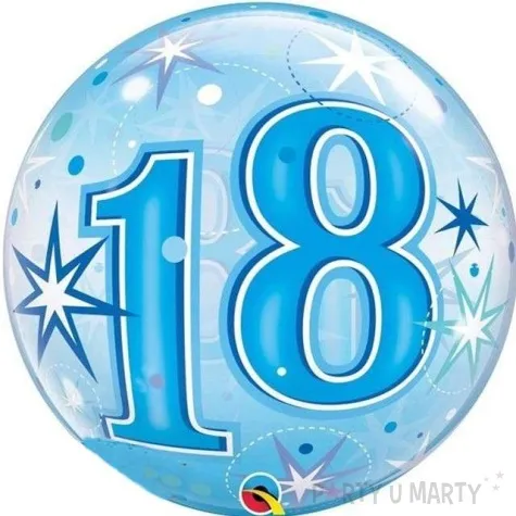 balon foliowy 18 urodziny gwiazdki niebieski qualatex bubbles 22 orb