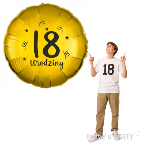 balon foliowy 18 urodziny zloty 18 rnd