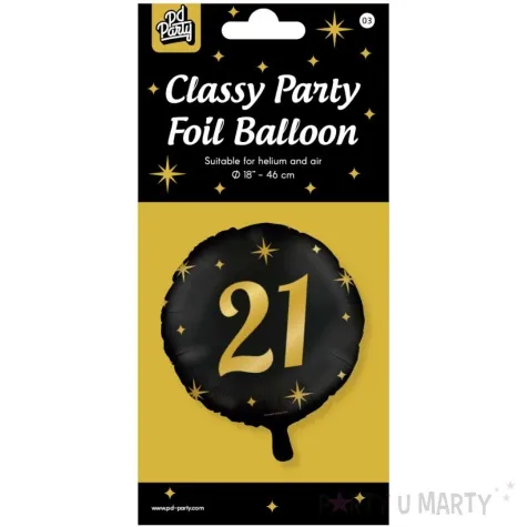 balon foliowy 21 urodziny classy party zloto czarny pd party 18 rnd