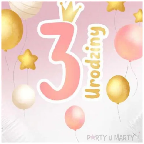 balon foliowy 3 urodziny baloniki rozowo bialy gradient 18 hrt