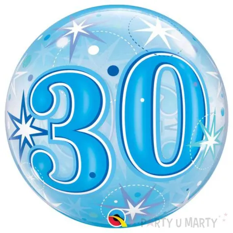 balon foliowy 30 gwiazdki niebieskie niebieski qualatex bubbles 22 orb