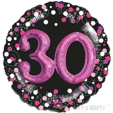 balon foliowy 30 urodziny glitz czarno rozowy amscan 32 rnd