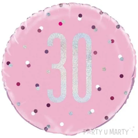 balon foliowy 30 urodziny glitz grochy rozowy unique 18 rnd
