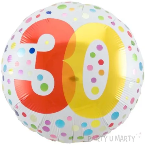 balon foliowy 30 urodziny rainbow bialy folat 18 rnd
