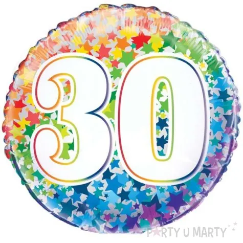 balon foliowy 30 urodziny rainbow unique 18 rnd