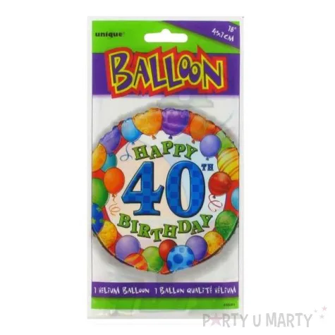 balon foliowy 40 urodziny baloniki unique 18 rnd