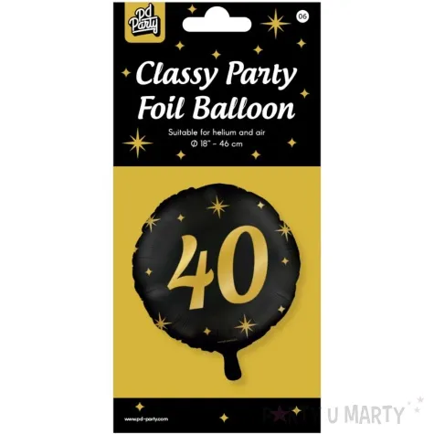 balon foliowy 40 urodziny classy party zloto czarny pd party 18 rnd