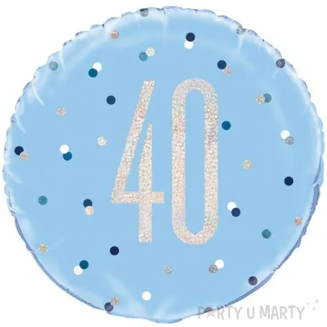 balon foliowy 40 urodziny glitz grochy niebieski unique 18 rnd