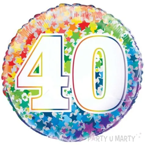 balon foliowy 40 urodziny rainbow unique 18 rnd
