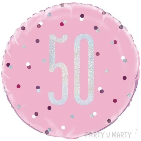 balon foliowy 50 urodziny glitz grochy rozowy unique 18 rnd