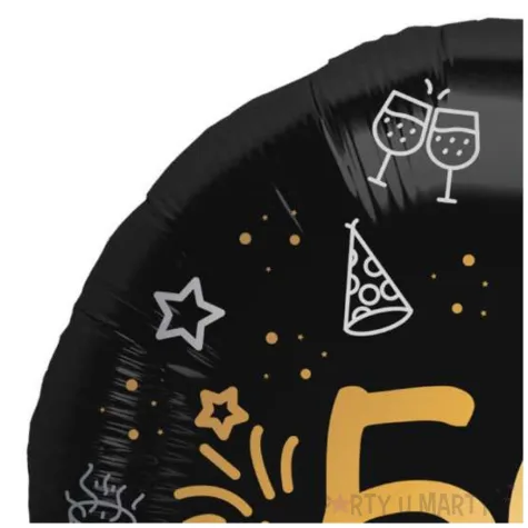 balon foliowy 50 urodziny shining glam czarny zloty folat 18 rnd