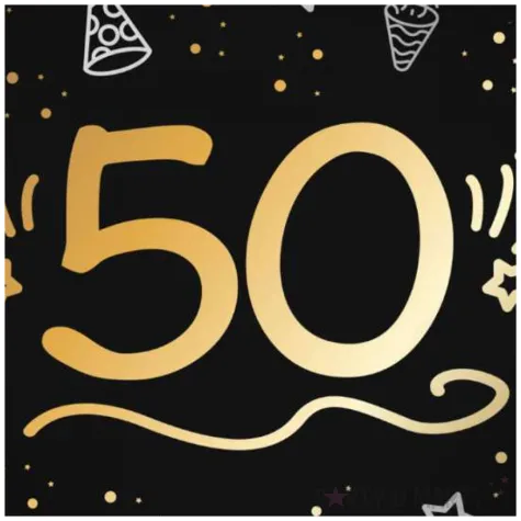 balon foliowy 50 urodziny shining glam czarny zloty folat 18 rnd