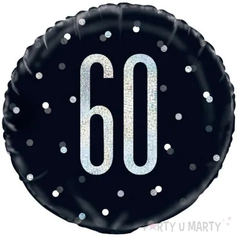 balon foliowy 60 urodziny glitz grochy czarny unique 18 rnd