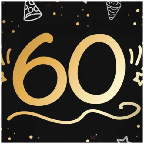 balon foliowy 60 urodziny shining glam czarny zloty folat 18 rnd