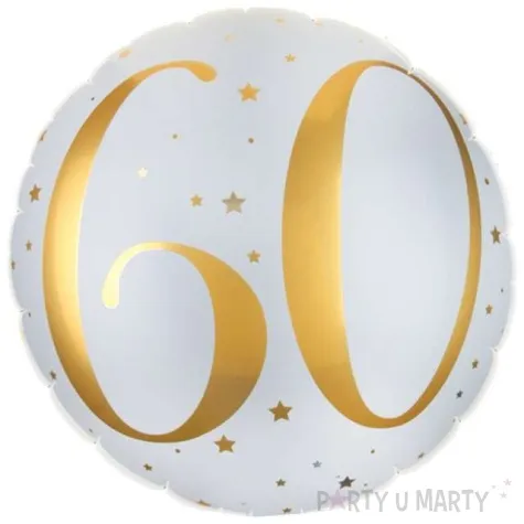 balon foliowy 60 urodziny zlote bialy santex 18 rnd