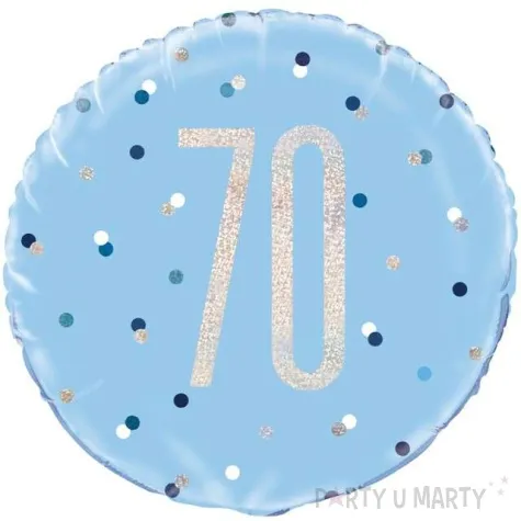 balon foliowy 70 urodziny glitz grochy niebieski unique 18 rnd