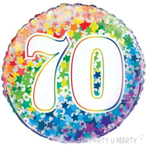 balon foliowy 70 urodziny rainbow unique 18 rnd