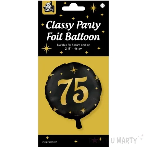 balon foliowy 75 urodziny classy party zloto czarny pd party 18 rnd