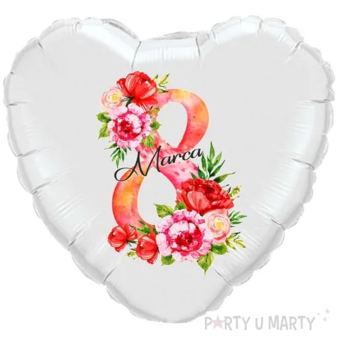 balon foliowy 8 marca bialy 18 hrt