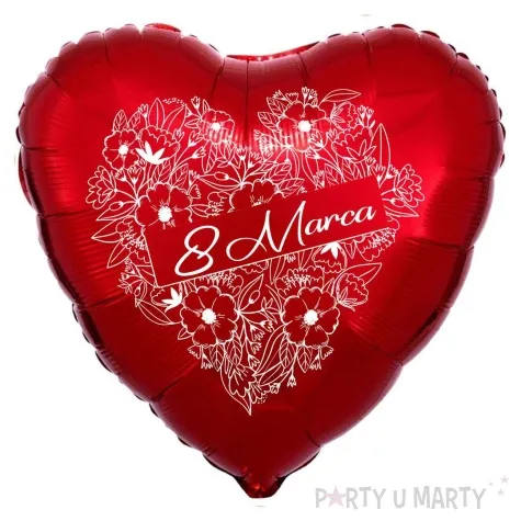 balon foliowy 8 marca czerwony 18 hrt