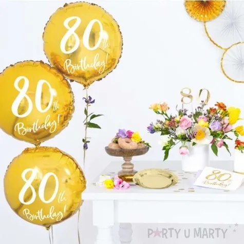 balon foliowy 80 urodziny 80th birthday zloty partydeco 18 rnd