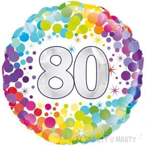 balon foliowy 80 urodziny confetti oaktree 18 rnd