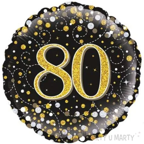balon foliowy 80 urodziny czarny zloty oaktree 18 rnd